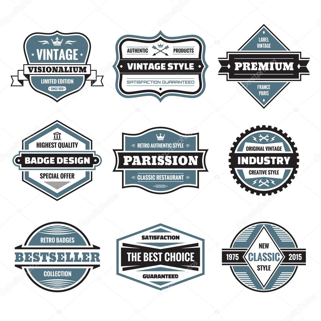 Vector graphic badges collection. Original vintage badges. Creative logo vector set. Vector retro labels collection. Design elements.