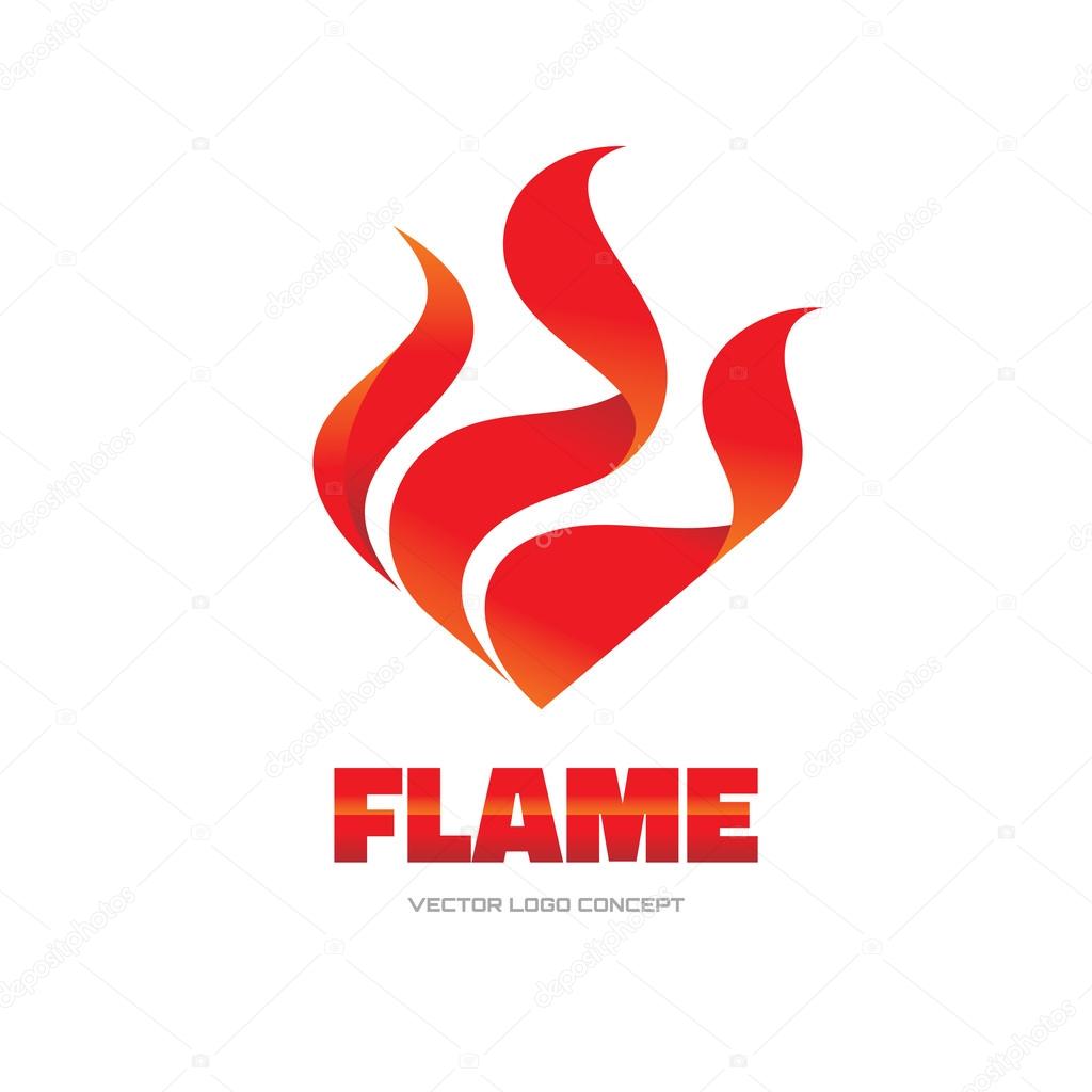 Flame - ilustração do conceito de logotipo vetorial. Sinal de fogo