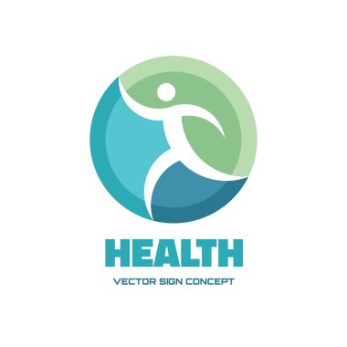 Sağlık - vektör logo konsept illüstrasyon. İnsan vektör logosu. Çalışan adam vektör işareti. Vektör logo şablonu. Tasarım öğesi.