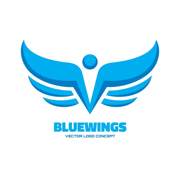 Blauwe vleugels - vector logo concept illustratie. Ontwerpelement. — Stockvector