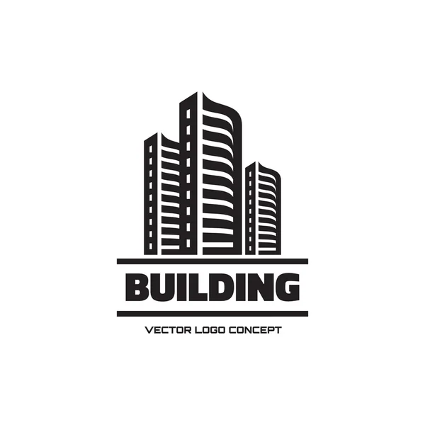 Gebouw - vector logo concept illustratie. Onroerend goed logo. Cityscape grafische illustratie. Vector logo sjabloon. Ontwerpelement. — Stockvector