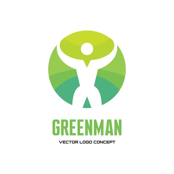 Greenman - vector logo creativo. Plantilla de logotipo vectorial. Logo humano. Icono humano. Ilustración del carácter humano. Elemento de diseño . — Vector de stock