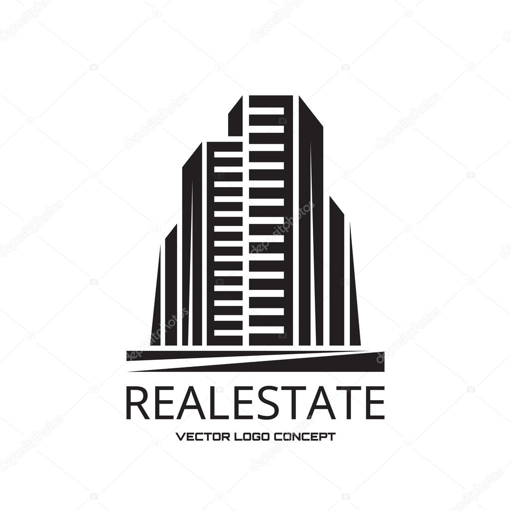 Real Estate - vector logo concept design. Modern buildings vector illustration. Vector logo template. Abstract vector logo of buildings. Cityscape. Vector logo template. Design element.
