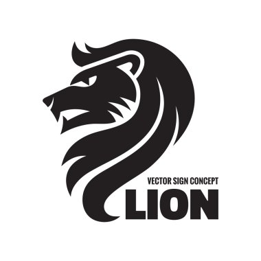 Hayvan aslan - vektör logo konsept illüstrasyon. Aslan işareti illüstrasyon kafa. Vektör logo şablonu. Tasarım öğesi.