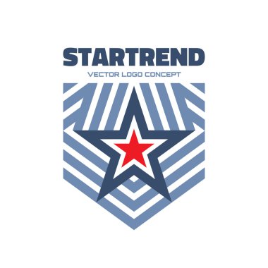 Startrend - vektör logo konsept illüstrasyon. Logo vektör yıldız ve çizgili. Yıldız soyut logo. Vektör logo şablonu. Tasarım öğesi.