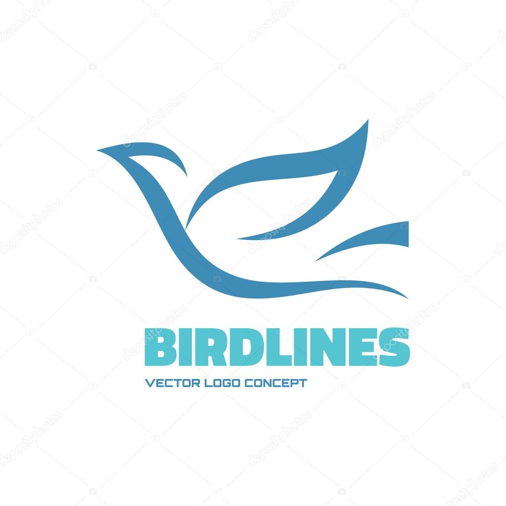 Birdlines - vector logo concept illustration. Bird logo. Dove logo. Abstract lines logo. Vector logo template. Design element.