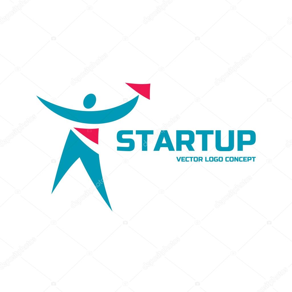 Startup - vector logo concept illustration. Start-Up logo. Human character minimal illustration. New project concept illustration. Vector logo template. Conceptual sign. Design element.