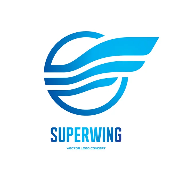Superwing - vektör logo konsept illüstrasyon. Soyut kanat logosunu görmeniz gerekir. Vektör logo şablonu. Tasarım öğesi.