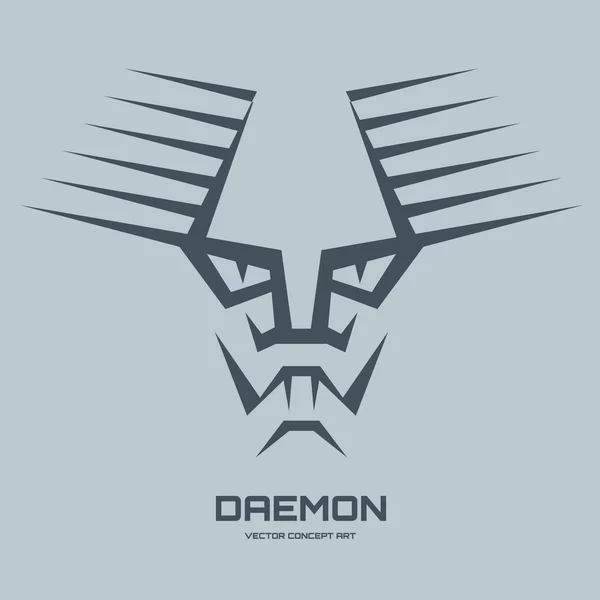 Daemon - vector illustratie concept voor t-shirt, dekking en andere creatieve projecten. Vector logo sjabloon. Ontwerpelement. — Stockvector