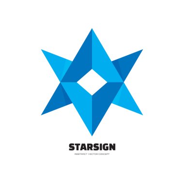 Starsign - soyut vektör logo konsept illüstrasyon. Altı köşeli yıldız logo. Origami vektör logosu. Vektör logo şablonu. Tasarım öğesi.
