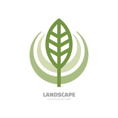 Manzara-vektör logo konsept illüstrasyon. Soyut yaprak logosunu görmeniz gerekir. Vektör logo şablonu. Tasarım öğesi.