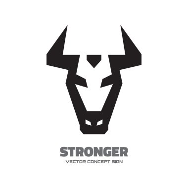 Daha güçlü - vektör logo konsept illüstrasyon. Buffalo logo kafa. Boğa baş logo. Toros baş logo. Vektör logo şablonu. Tasarım öğesi.