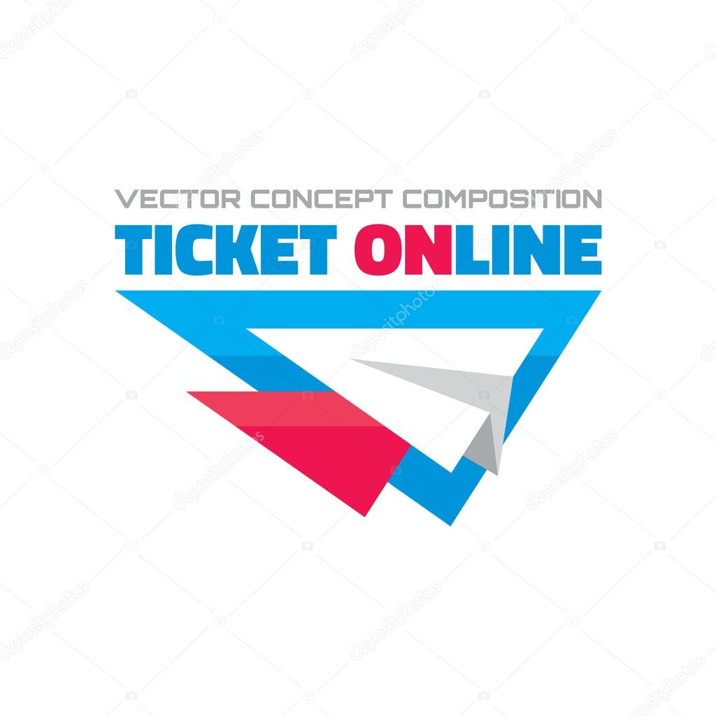 Ticket online - vector concept composition. Airplane vector logo abstract illustration. Vector logo template. Design element.