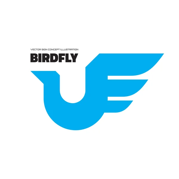 Birdfly - vektör logo konsept illüstrasyon. Soyut kuş işareti illüstrasyon. Vektör logo şablonu. Tasarım öğesi. — Stok Vektör