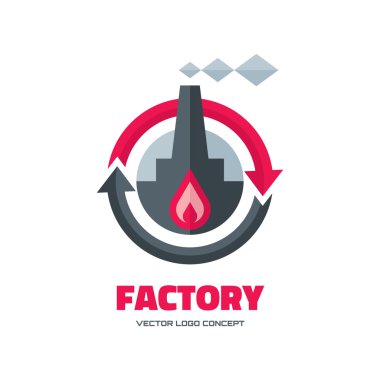 Factory - vector logo concept illustration in flat style for business company. Industrial factory logo sign illustration. Vector logo template. Design element.