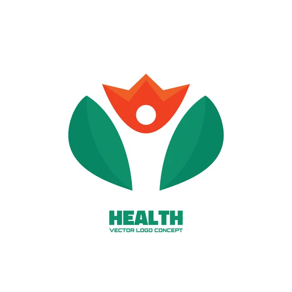 Health - silhouette human in flower - vector logo concept illustration. People logo. Human character logo. Man logo. Flower logo. Vector logo template. Design element. — 图库矢量图片