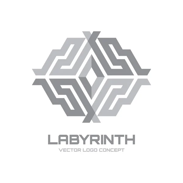 Labirinto - ilustração do conceito do logotipo vetorial. Modelo de logotipo da estrutura geométrica. Elemento de projeto . — Vetor de Stock