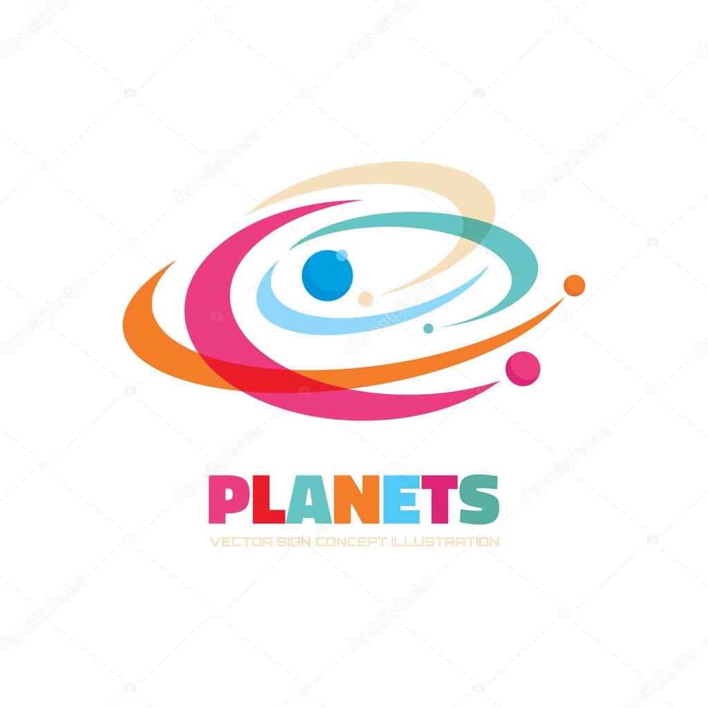 Planets - vector logo concept. Abstract planets illustration. Solar system concept illustration. Galaxy sign. Vector logo template. Design element.