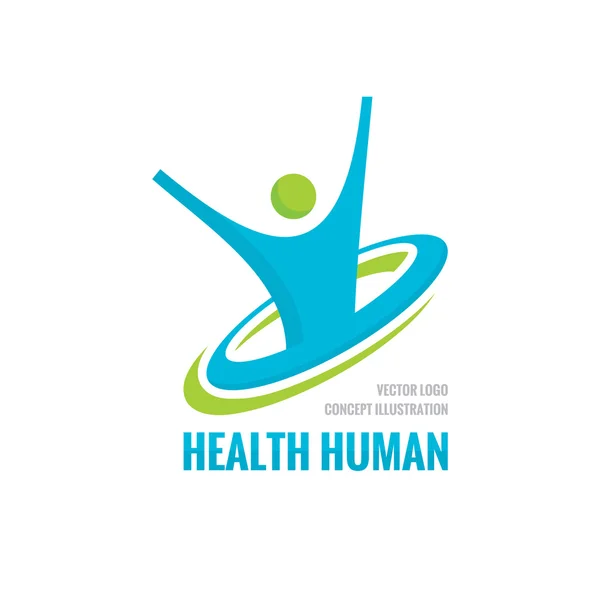 Salud humana - vector logotipo concepto ilustración. Signo creativo del personaje humano. Icono del logo del deporte fitness. Plantilla de logotipo vectorial. Elemento de diseño . — Archivo Imágenes Vectoriales