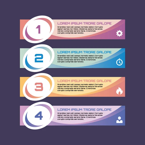 Business infographic concept colored horizontal blocks. Steps or numbered options infographic vector blocks. Infographic vector template. Design elements. — Stockvector