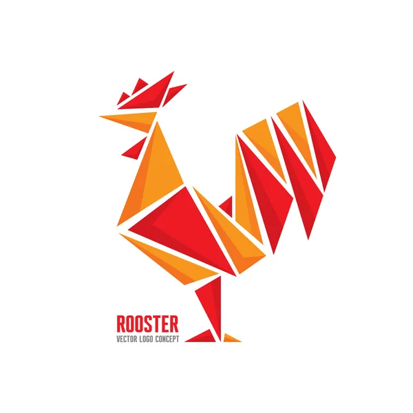 Konsep logo vektor Rooster. Burung ayam abstrak ilustrasi geometris. Logo penis. Templat logo vektor. Elemen desain . - Stok Vektor