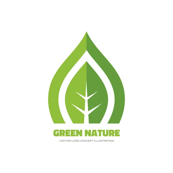 Green nature - vector logo concept illustration. Green leaf logo. Nature logo. Ecology logo. Vector logo template. Design element. — ストックベクタ