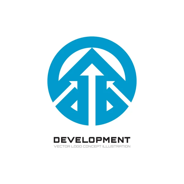 Development - abstract business concept illustration. Arrows and circle - vector creative logo. Design element. — 图库矢量图片