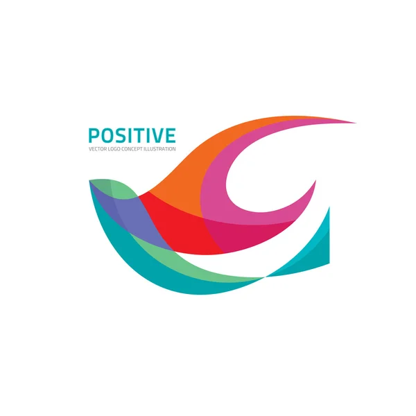 Positive - vector logo abstract illustration. Abstract bird vector logo. Vector logo template. Design element. — Stok Vektör