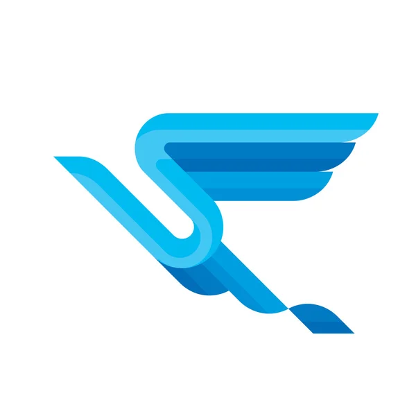 Vogel - Vektorzeichenkonzept Illustration. Vogel aus blauen Streifen. Gestaltungselement. — Stockvektor