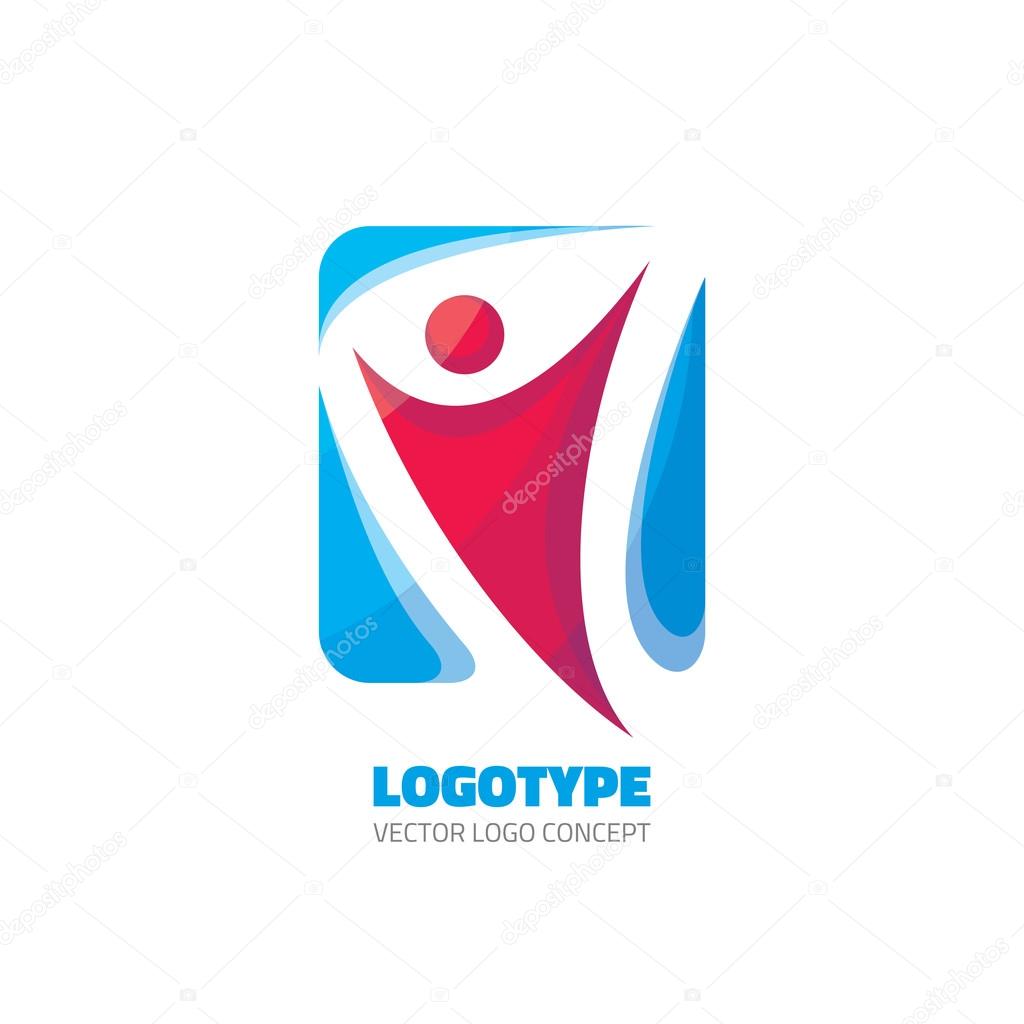 Abstract human character - vector logo concept illustration for sport club, health center, music festival etc. Vector illustration symbol. Vector logo template. Human icon. Design element.