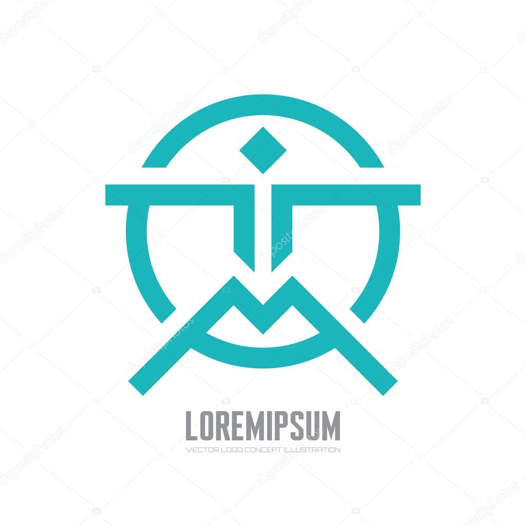 Abstract human character - vector logo concept illustration. People geometric logo. Man logo. Design element.