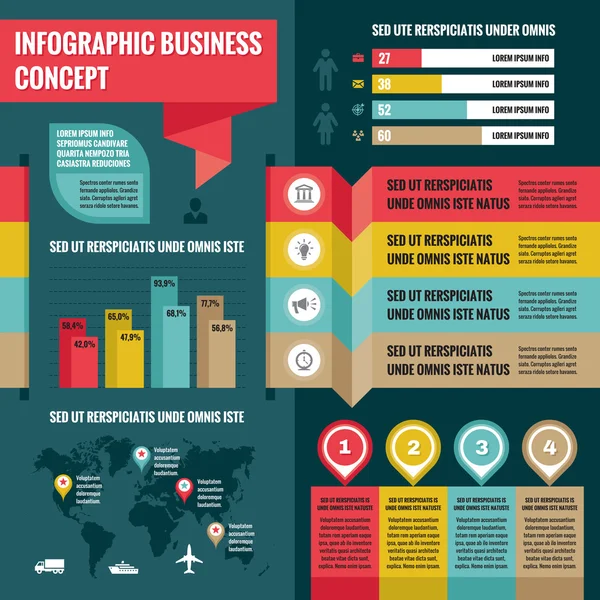 Business infographic concept layout in flat design style. Vector infographic template. — ストックベクタ