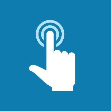 Ekran parmak simgeye dokunun. Parmak dokunmatik ekran. Yüzey görüntüsünü dokunmak insan eli. Tasarım öğesi.