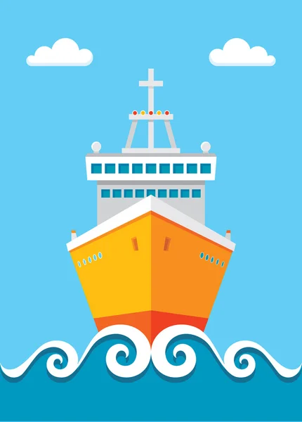 Cruise liner - vector concept illustration in flat design style for presentation, booklet, website and other creative design projects. Ship vector illustration. Design element. — Διανυσματικό Αρχείο