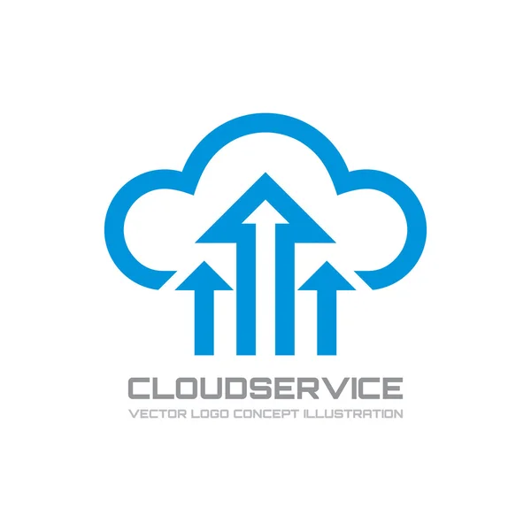Cloud Service - векторная иллюстрация концепции логотипа. Передача данных для скачивания значка скачивания. Облако и стрелки в стиле линейного дизайна. Значок облачной технологии. Загрузка значка . — стоковый вектор
