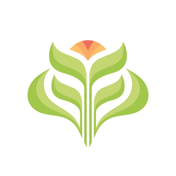 Flower - vector logo concept illustration. Flower with leaves vector illustration. Organic product logo. Nature logo. Ecology logo. Vector logo template. — Stok Vektör