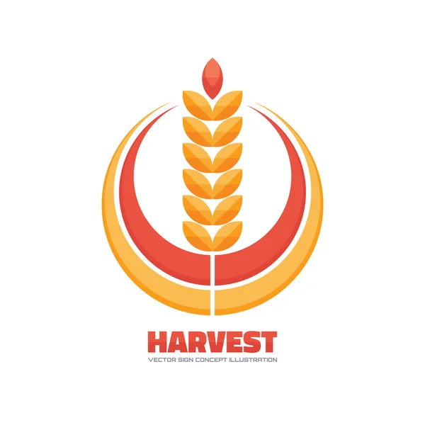 Harvest - vector logo concept illustration in flat style design. Ear of wheat and rings - vector sign creative illustration. Vector logo template. Design element. — Stok Vektör