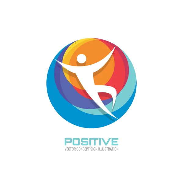 Human in colored circle - creative logo sign for sport club, health center, music festival etc. Vector illustration symbol. Vector logo template. Human character logo. Human icon. Design element. — Stok Vektör