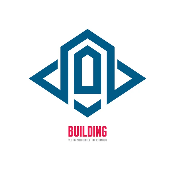Building - vector logo concept illustration. Rhombus and house vector illustration. Vector logo template. Design element. — 图库矢量图片