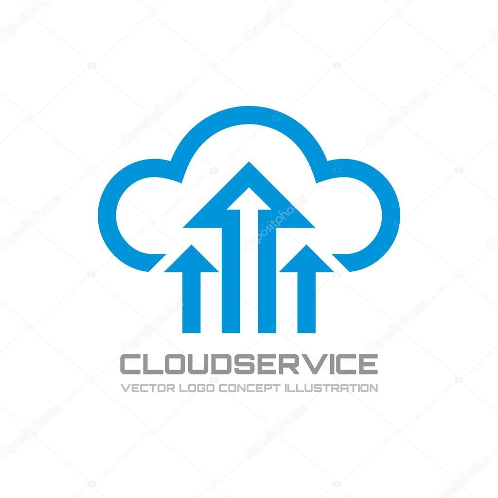 Cloud Service - vector logo concept illustration. Data storage transfer upload download icon logo. Cloud and arrows in line design style. Cloud technology icon. Uploading icon.