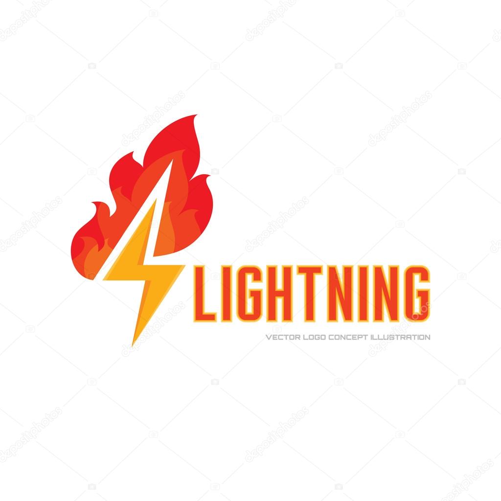 Lightning and flame - vector logo concept illustration. Fire logo. Power energy logo. Vector logo template.