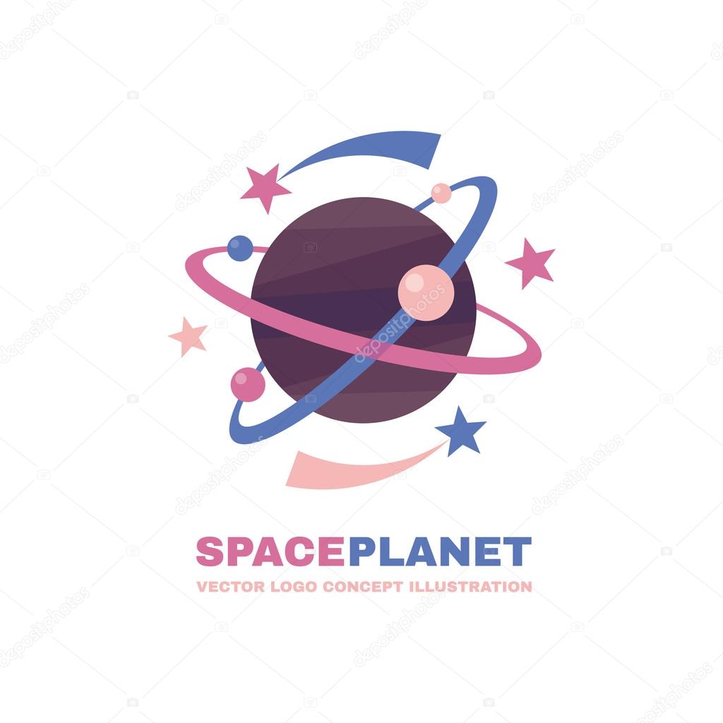 Spaceplanet - vector logo concept. Abstract planets illustration. Solar system concept illustration. Galaxy sign. Space logo. Planets logo. Vector logo template.