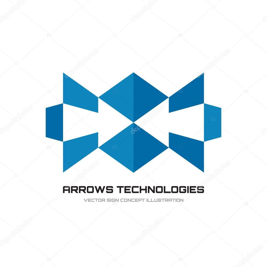 Arrows technologies - vector logo concept illustration. Abstract shapes logo. Geometric arrows logo. Communication abstract logo. Two arrows logo. Vector logo template. Design element.