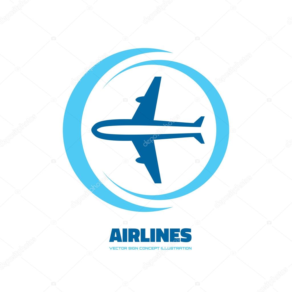 Airlines - vector logo concept. Aircraft illustration. Airplane logo. Tickets company logo. Minimal classic style. Airplane silhouette for transportation and travel company. Travel agency logo.