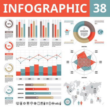Infographic elements 38. Set of vector design elements in flat style for business presentation, booklet, web site and other projects. Vector banners collection. Infographics templates.