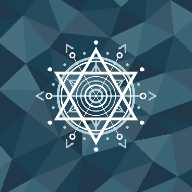 Sacred geometry sign on polygonal abstract background. Abstract vector pattern. Design element.