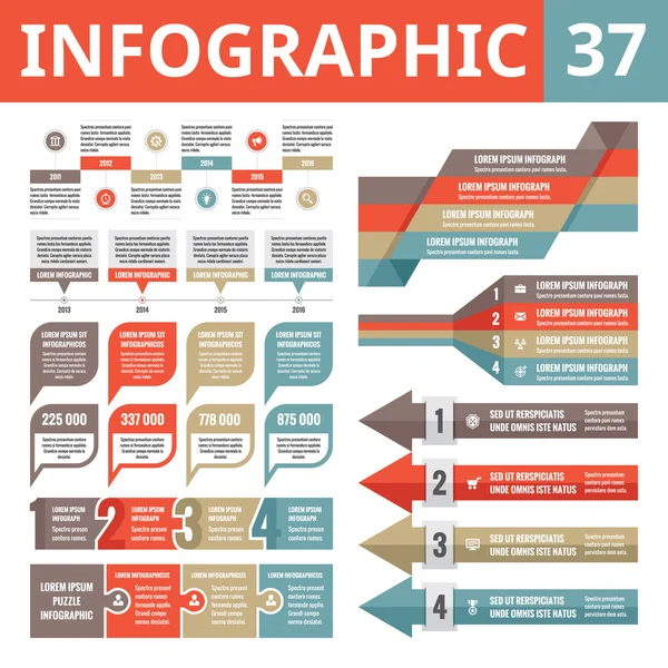 Infographic elements 37. Set of vector design elements in flat style for business presentation, booklet, web site and other projects. Vector banners collection. Infographics templates. — Διανυσματικό Αρχείο