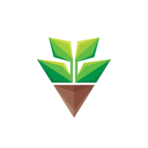 Sprout - geometric vector logo concept illustration. Nature vector logo. Abstract vector logo. Vector logo template. Design element. — Stok Vektör