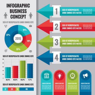 Business infographic concept layout in flat design style for presentation, booklet, website and other design projects. Vector infographic template. Set of infographics elements. clipart