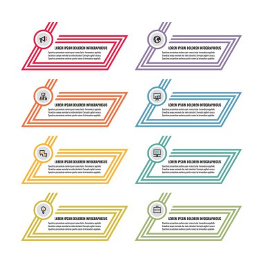 Infographic business concept - colored horizontal vector banners with icons. Infographic template. Vector icons set. Infographics design elements.